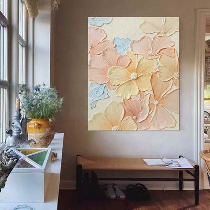 Soft Pastel Flower Oil Painting for Elegant Home Decor