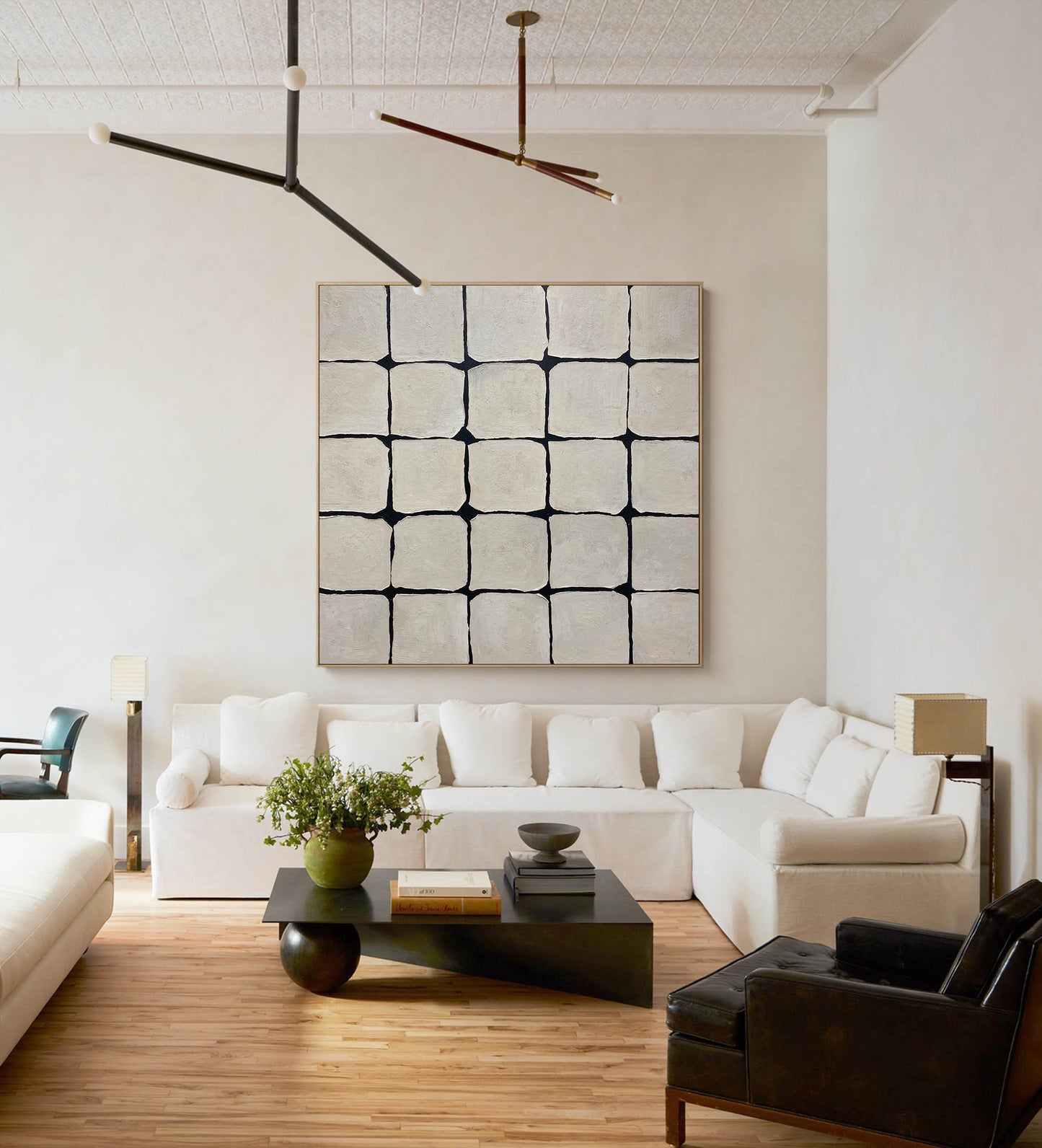 Modern Minimalist Geometric Oil Painting for Contemporary Home Decor