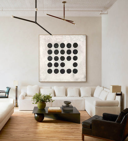 Contemporary Minimalist Geometric Black Dot Artwork for Modern Home Décor