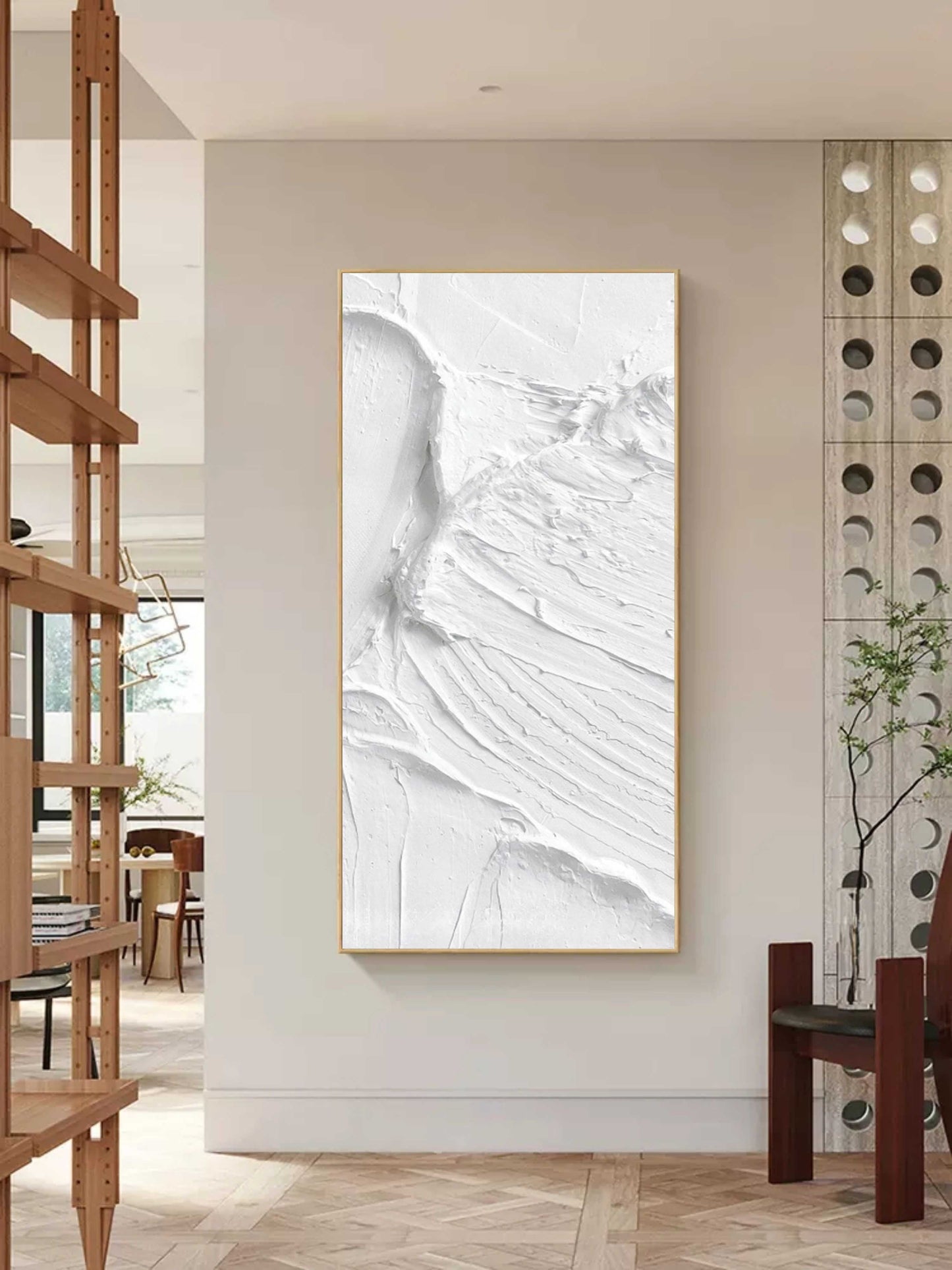 Textured White Oil Painting for Modern Art Lovers - Unique Wall Decor