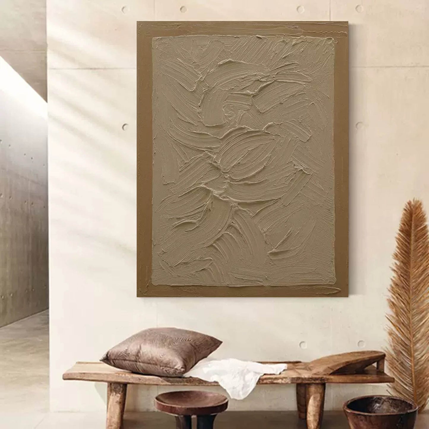 Textured Wabi-Sabi Wall Art | Modern Organic Oil Painting for Home Decor