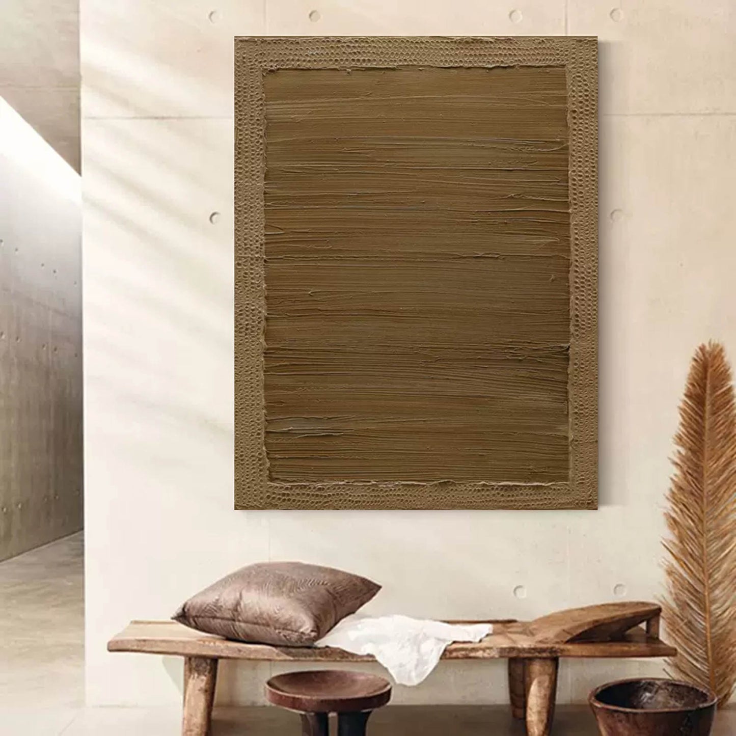 Textured Earth Tones: Contemporary Oil Painting for Modern Decor