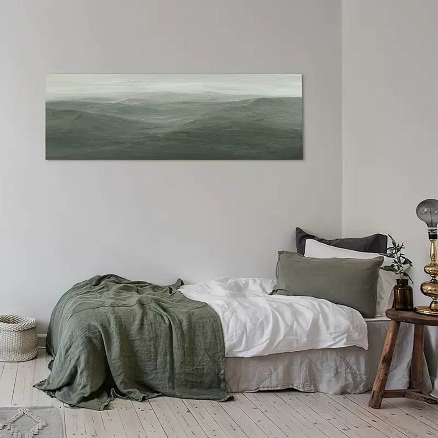 Serene Minimalist Landscape Oil Painting for Contemporary Home Decor