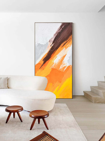 Vibrant Abstract Oil Painting with Bold Colors and Dynamic Brushstrokes for Modern Decor