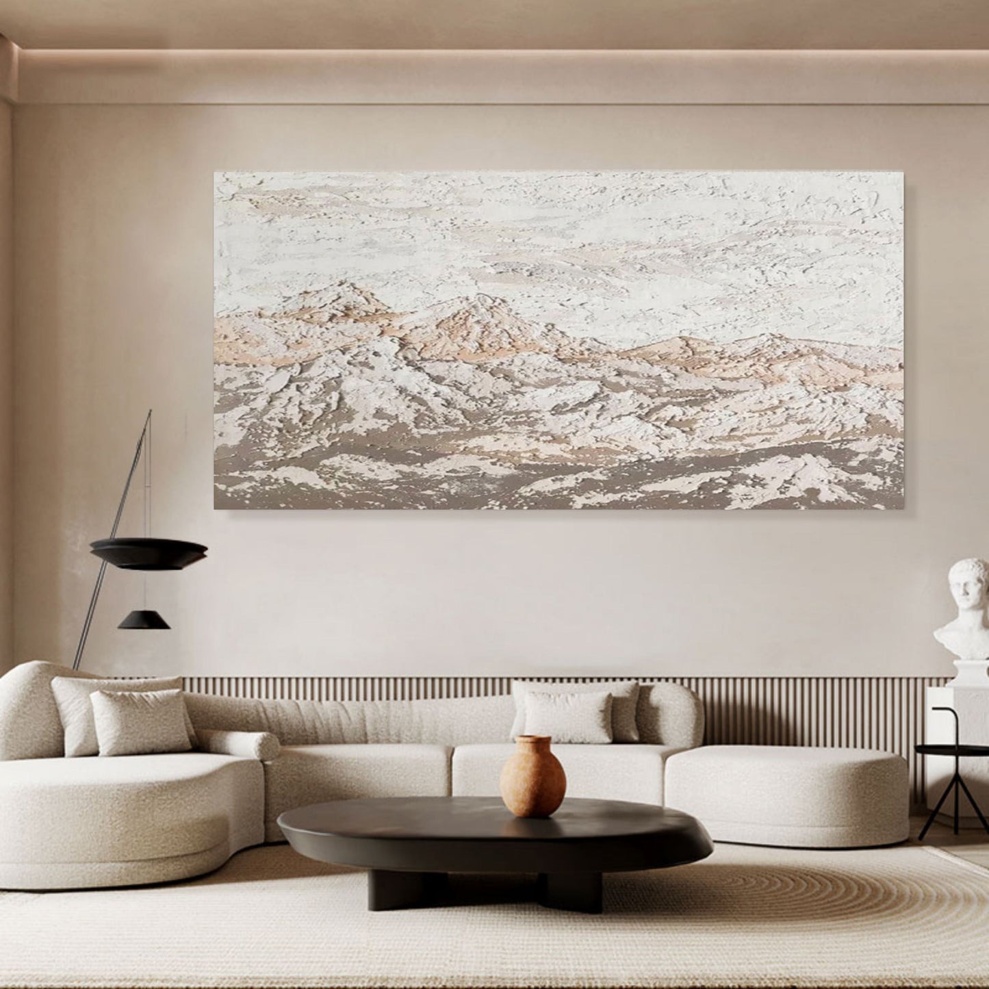 Textured Mountain Landscape Oil Painting for Modern Home Decor