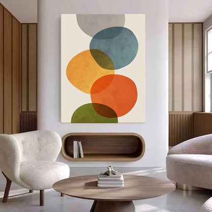 Abstract Colorful Circles Oil Painting for Modern Home Decor