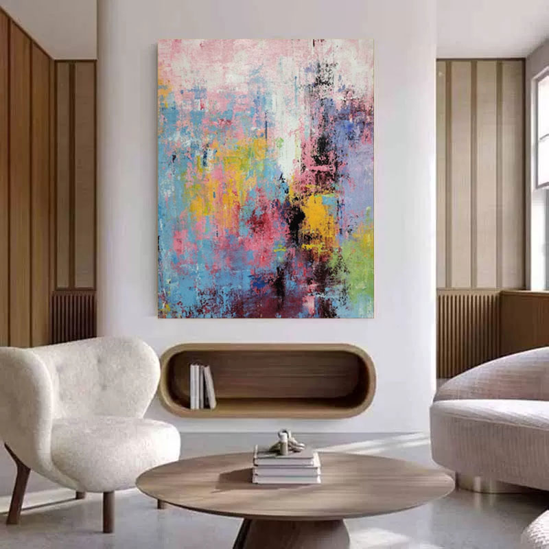 Vibrant Abstract Oil Painting for Modern Home Decor and Art Lovers