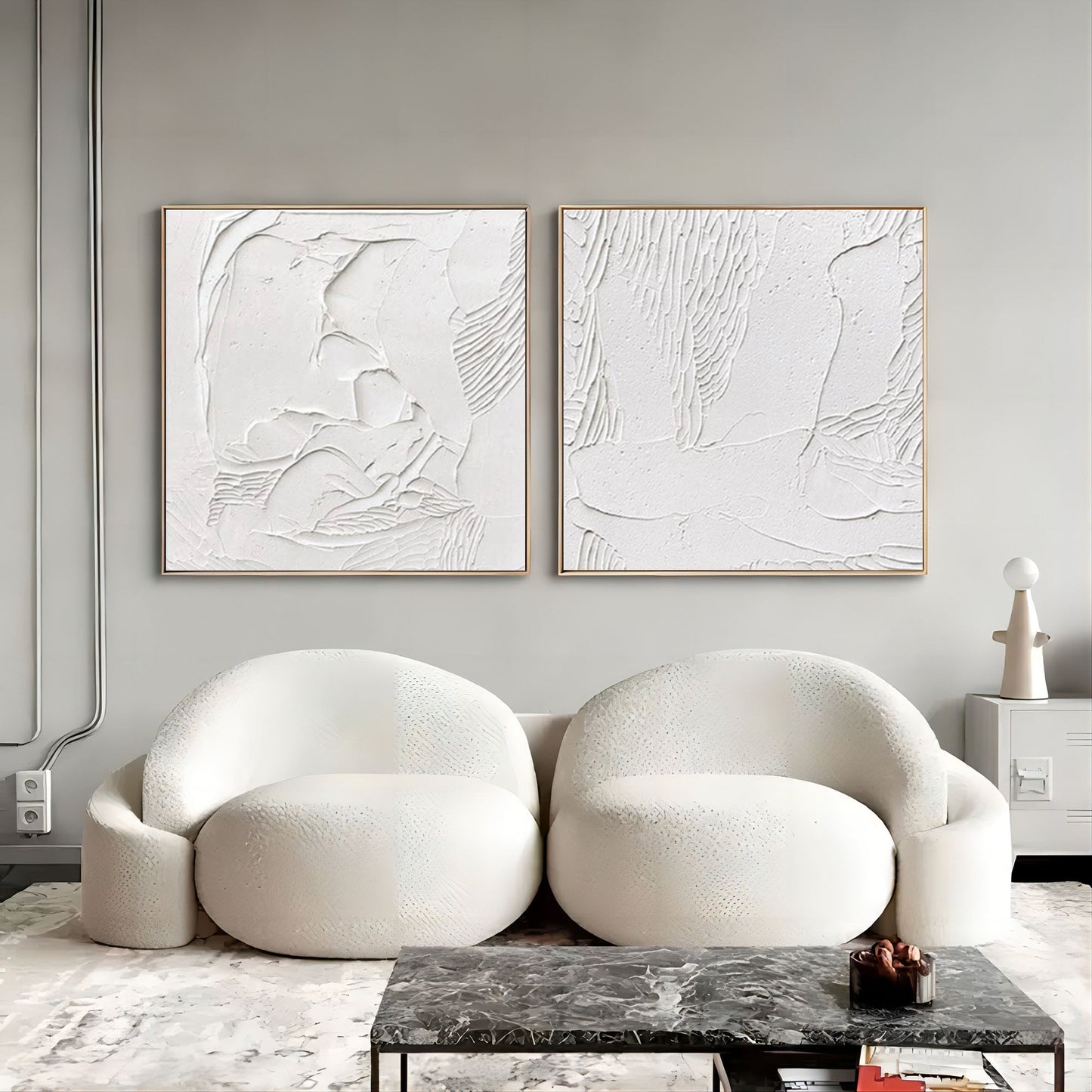 Textured Abstract Oil Painting Duo for Modern Home D√©cor