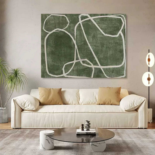 Abstract Green Oil Painting for Modern Home Decor and Elegant Interior Design