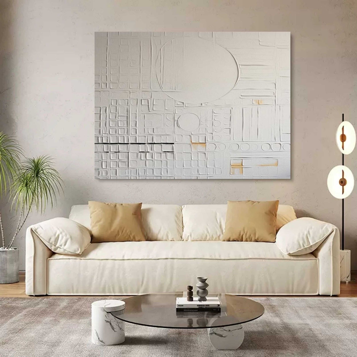 Textured Abstract Oil Painting in White - Modern Wall Art for Contemporary Decor