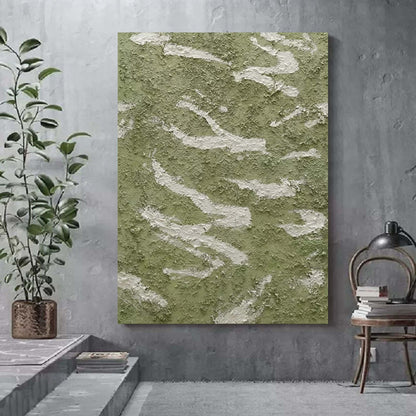 Abstract Green Textured Oil Painting for Modern Wall Decor