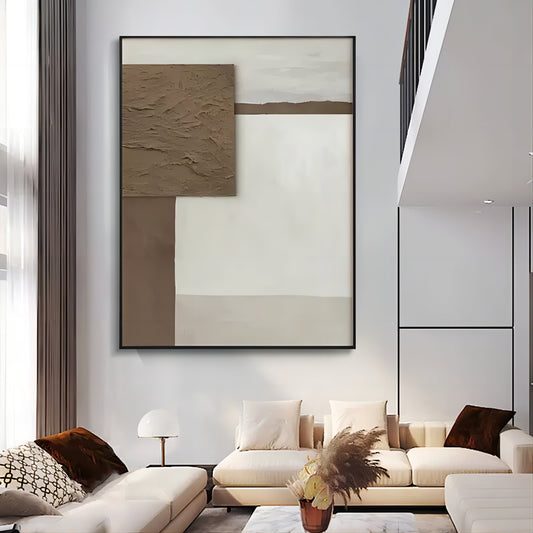 Serene Abstract Landscape in Earthy Tones - Contemporary Oil Painting for Modern Decor