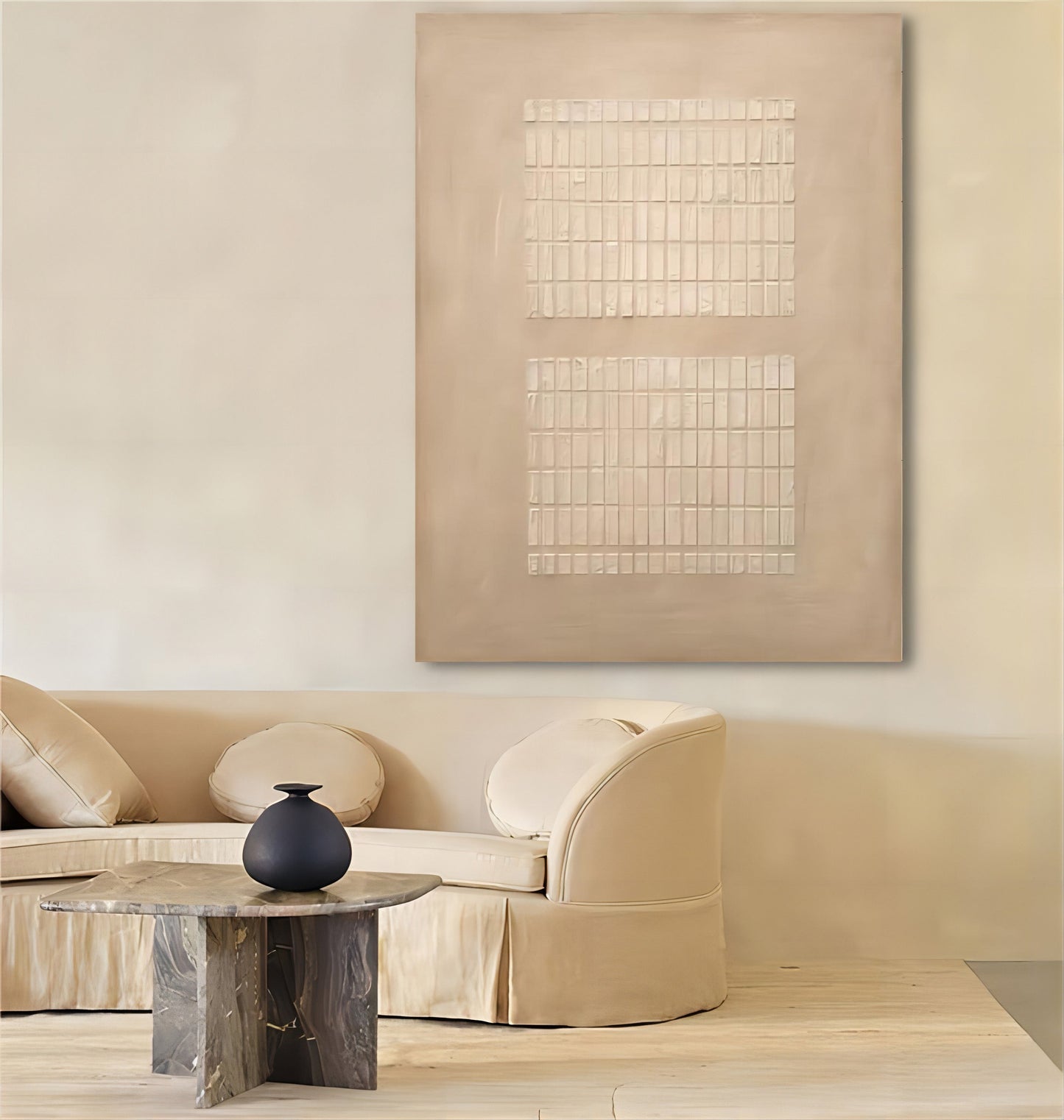 Elegant Minimalist Wabi-Sabi Oil Painting for Serene Home Decor