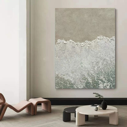 Serene Coastal Waves Oil Painting for Elegant Home Decor