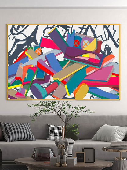 Vibrant Kaws-Inspired Abstract Oil Painting for Modern Art Lovers