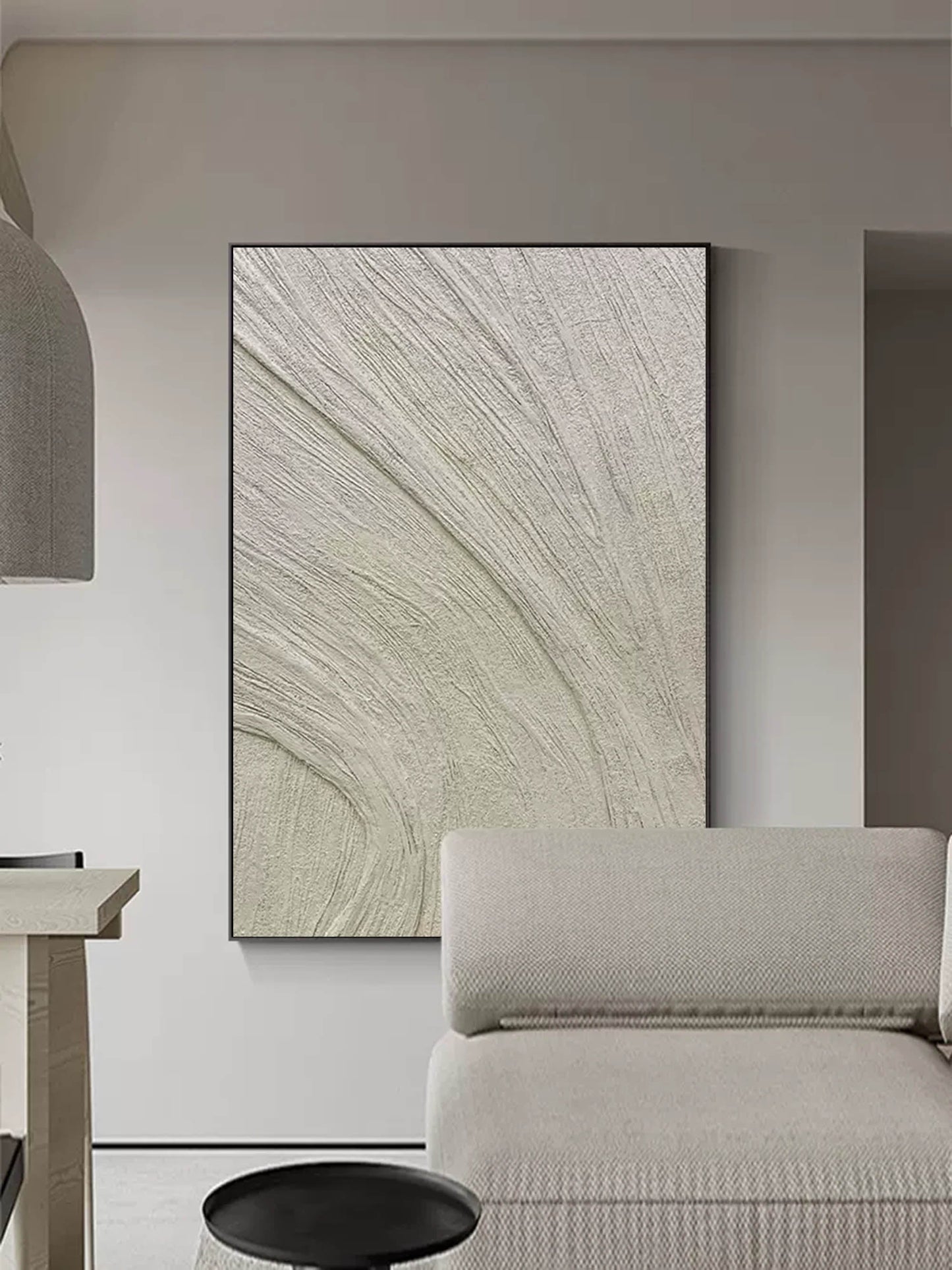 Textured Gray Abstract Oil Painting for Modern Home Decor