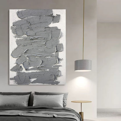 Modern Wabi-Sabi Gray Abstract Oil Painting for Contemporary Wall Decor