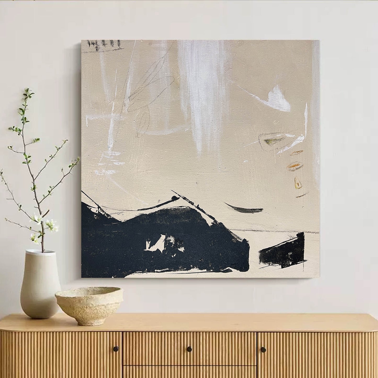 Elegant Minimalist Abstract Oil Painting for Modern Home Decor