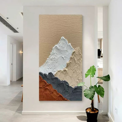 Textured Mountain Landscape Oil Painting for Modern Home Decor