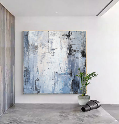 Stunning Blue Abstract Landscape Oil Painting for Modern Home Decor