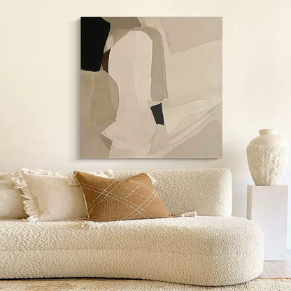 Abstract Minimalist Geometric Oil Painting for Modern Home Decor