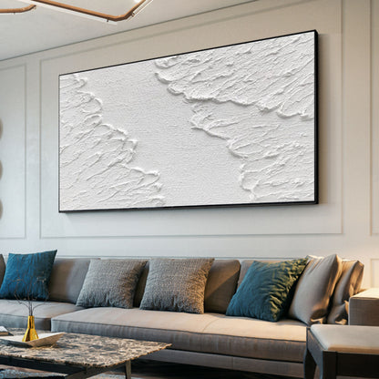 Textured White Abstract Oil Painting for Modern Home Decor