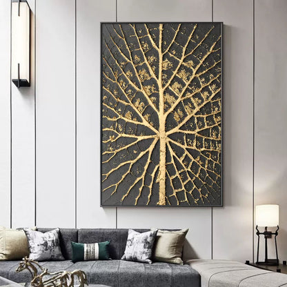 Textured Leaf Design Oil Painting - Abstract Art for Modern Home Decor