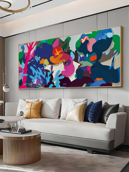 Vibrant Kaws-Inspired Pop Art Oil Painting for Modern Home Decor