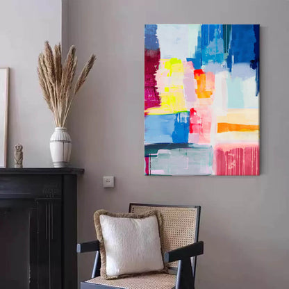 Vibrant Abstract Oil Painting for Modern Home Decor - Colorful Canvas Wall Art