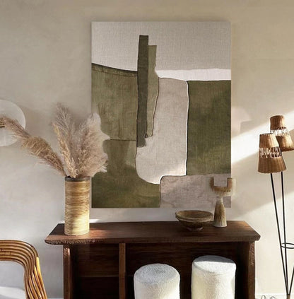 Earthy Tones Minimalist Abstract Oil Painting for Modern Home Decor
