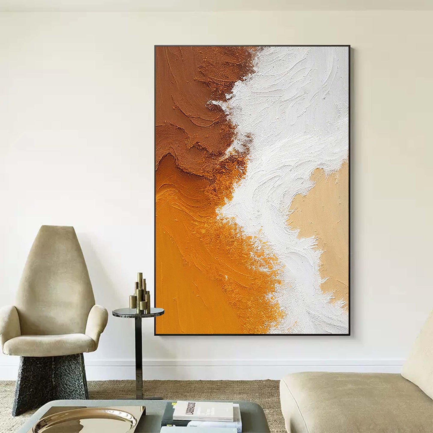 Warm Tones Abstract Oil Painting for Modern Home Decor and Art Lovers