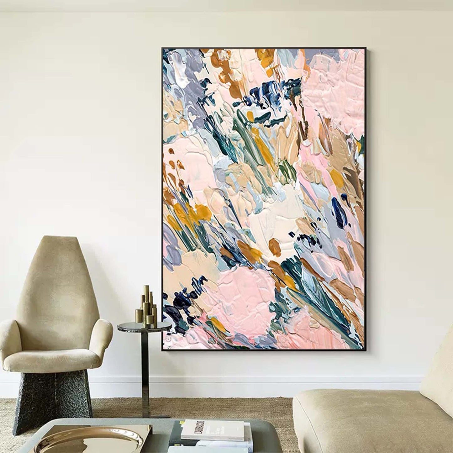 Vibrant Abstract Oil Painting for Modern Home Decor and Art Lovers