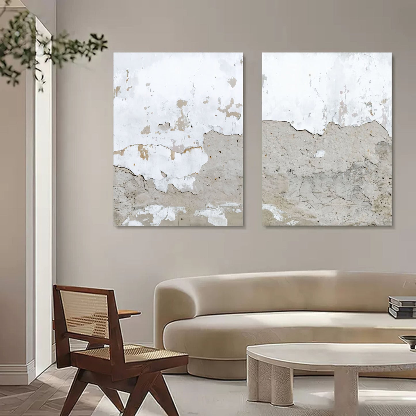 Contemporary Abstract Wall Art Duo for Modern Home Decor