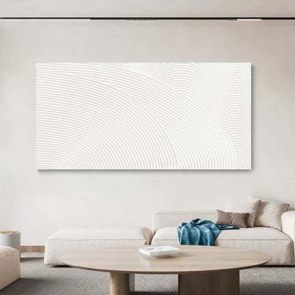 Textured White Abstract Oil Painting for Modern Home Decor