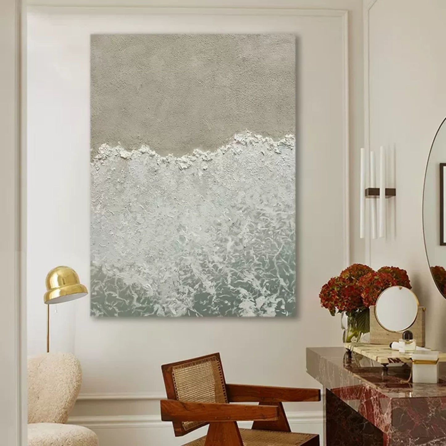 Tranquil Ocean Waves Oil Painting for Serene Home Décor