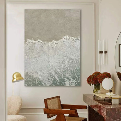Serene Coastal Waves Oil Painting for Elegant Home Decor