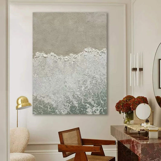 Serene Coastal Waves Oil Painting for Elegant Home Decor