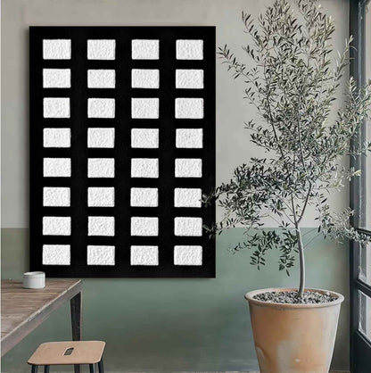 Abstract Black and White Wabi-Sabi Oil Painting for Modern Home Decor