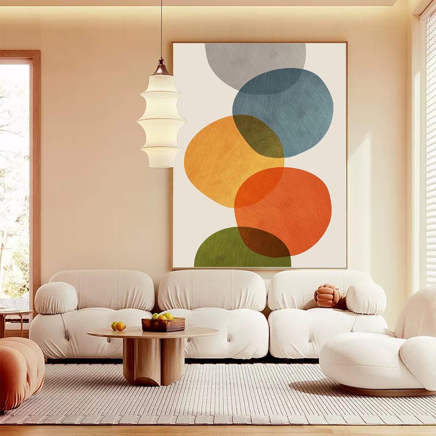 Abstract Colorful Circles Oil Painting for Modern Home Decor