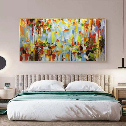 Vibrant Abstract Oil Painting with Rich Colors and Dynamic Textures for Modern Decor