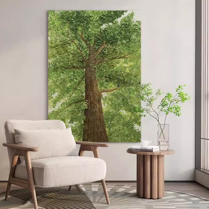 Majestic Green Canopy: Stunning Oil Painting of a Towering Tree