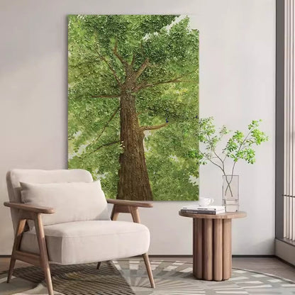 Majestic Green Canopy: Stunning Oil Painting of a Towering Tree