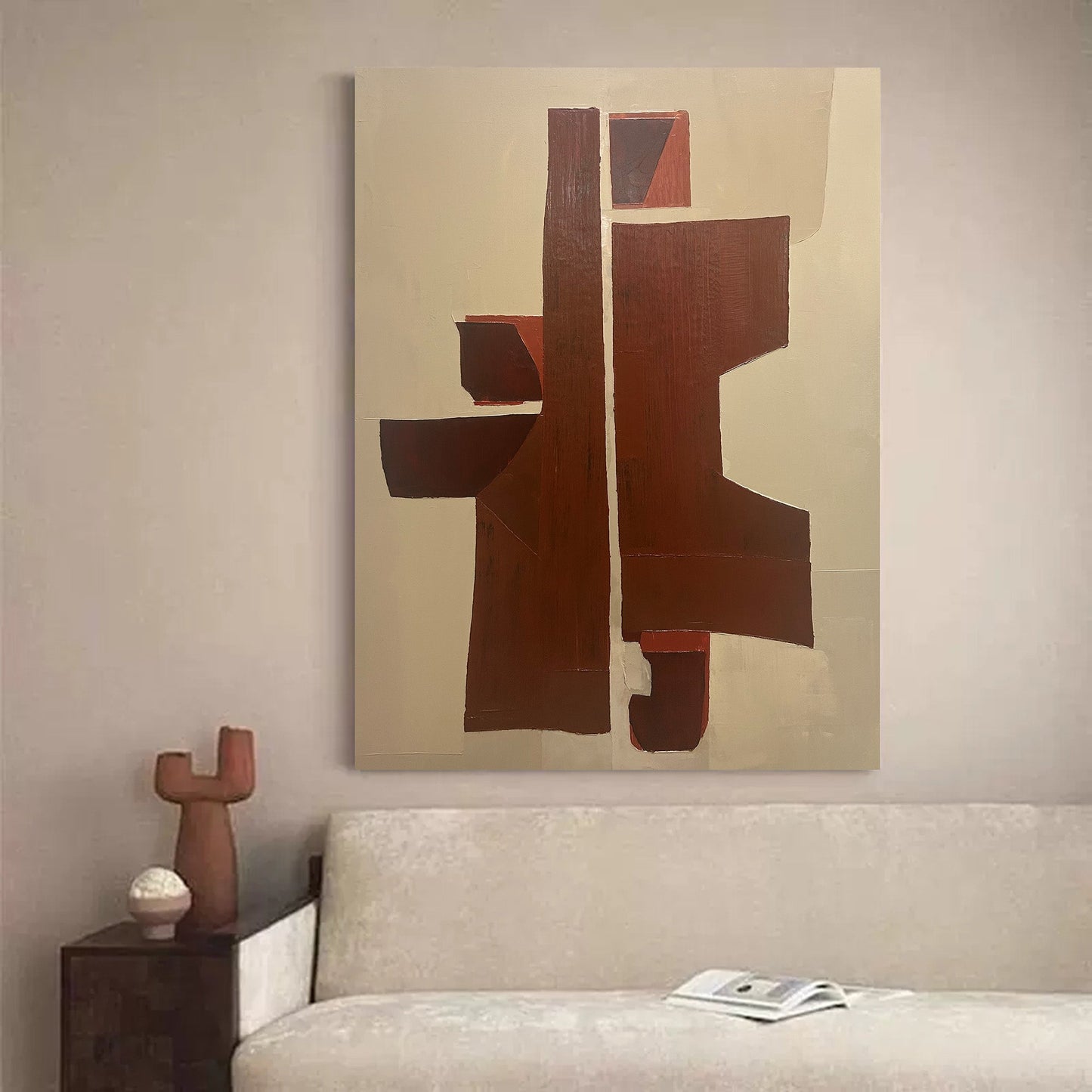 Contemporary Minimalist Geometric Oil Painting for Modern Home Decor