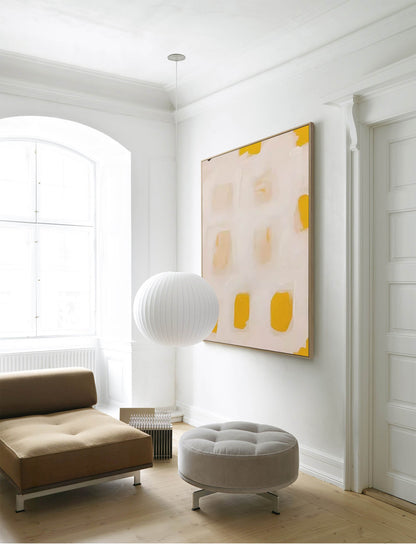 Contemporary Minimalist Oil Painting with Warm Yellow Accents