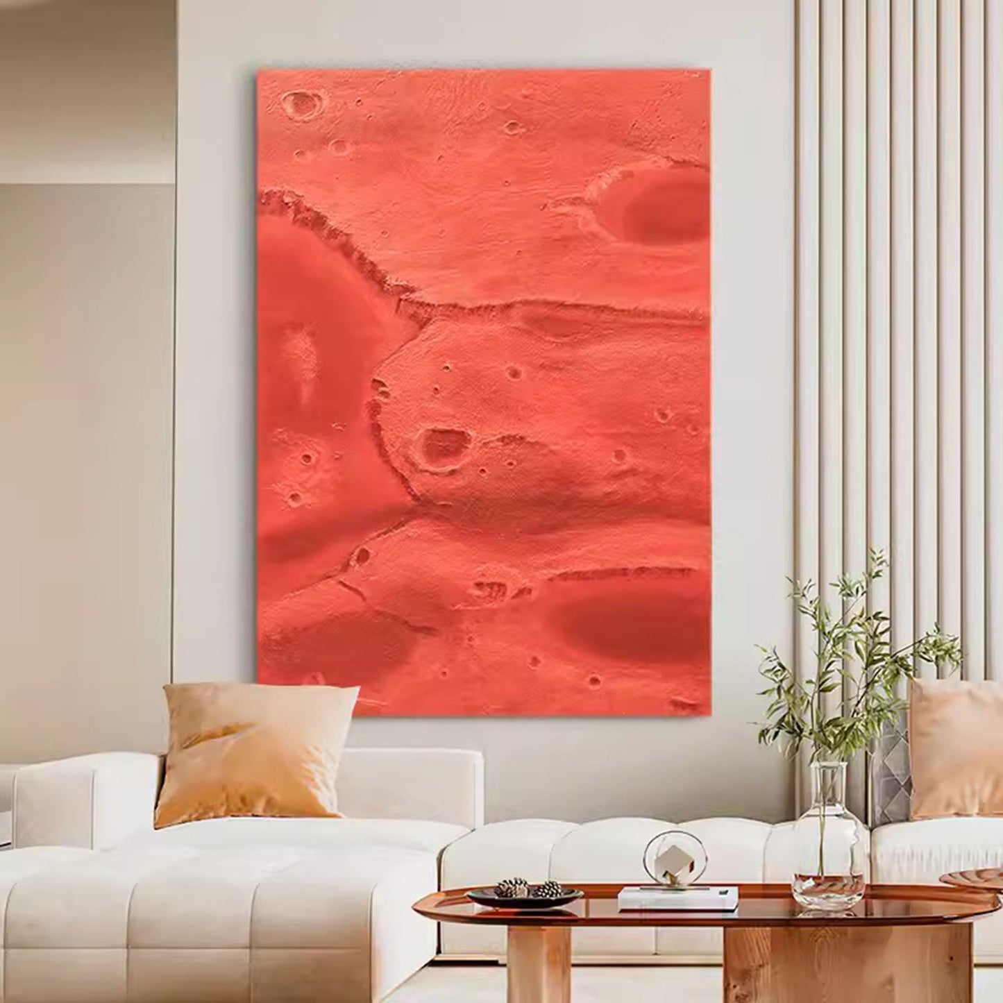 Abstract Red Landscape Oil Painting for Modern Home Decor