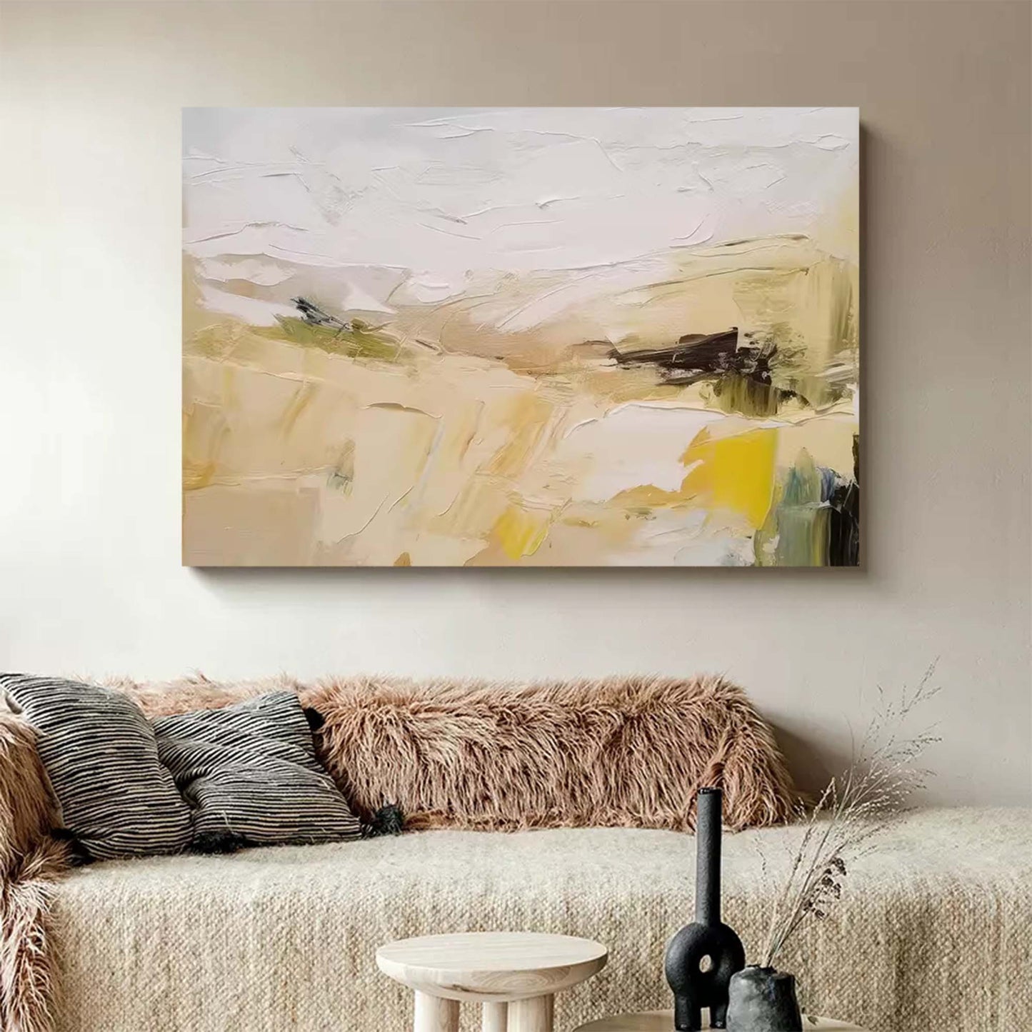 Serene Abstract Landscape Oil Painting for Modern Home Decor