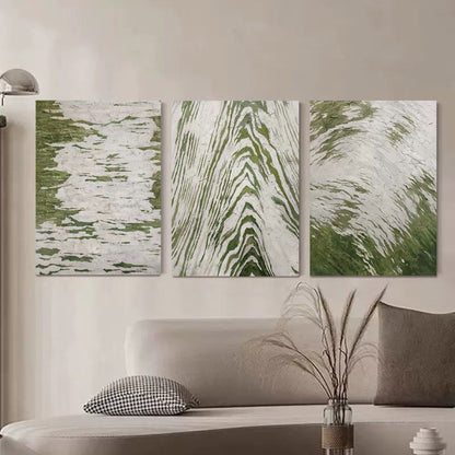 Trendy Green Abstract Oil Painting Set for Modern Home Decor