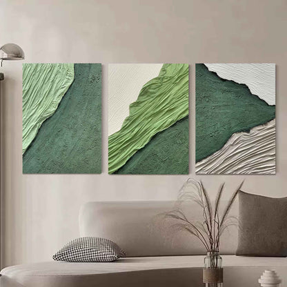 Trendy Green Abstract Oil Painting Set for Modern Home Decor