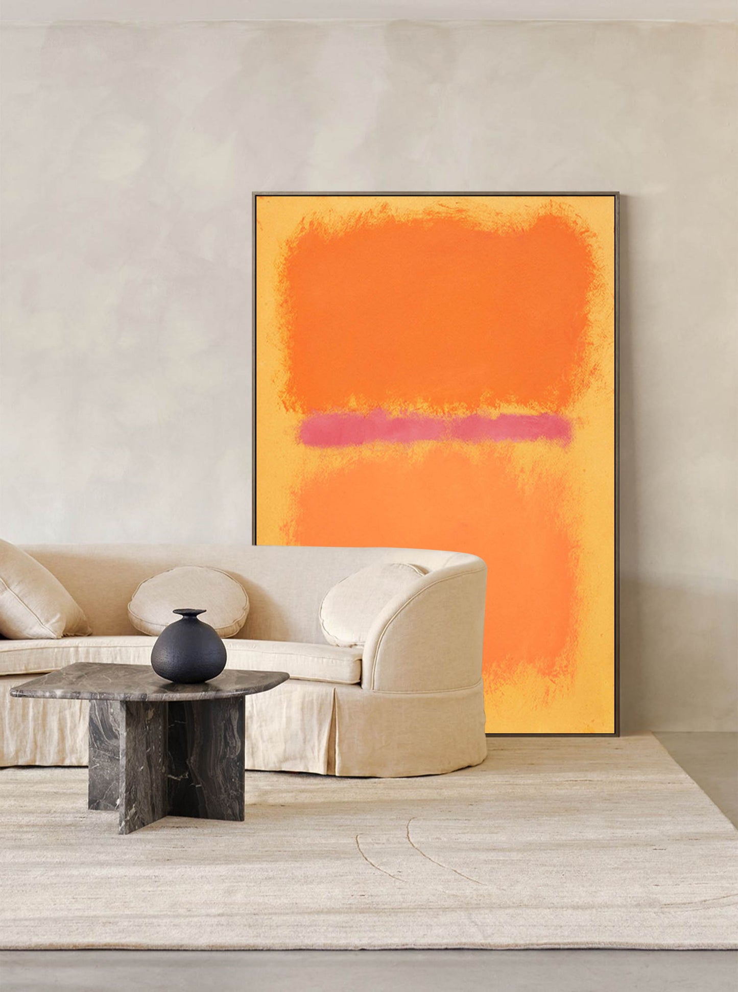 Vibrant Abstract Oil Painting in Warm Tones for Modern Home Decor