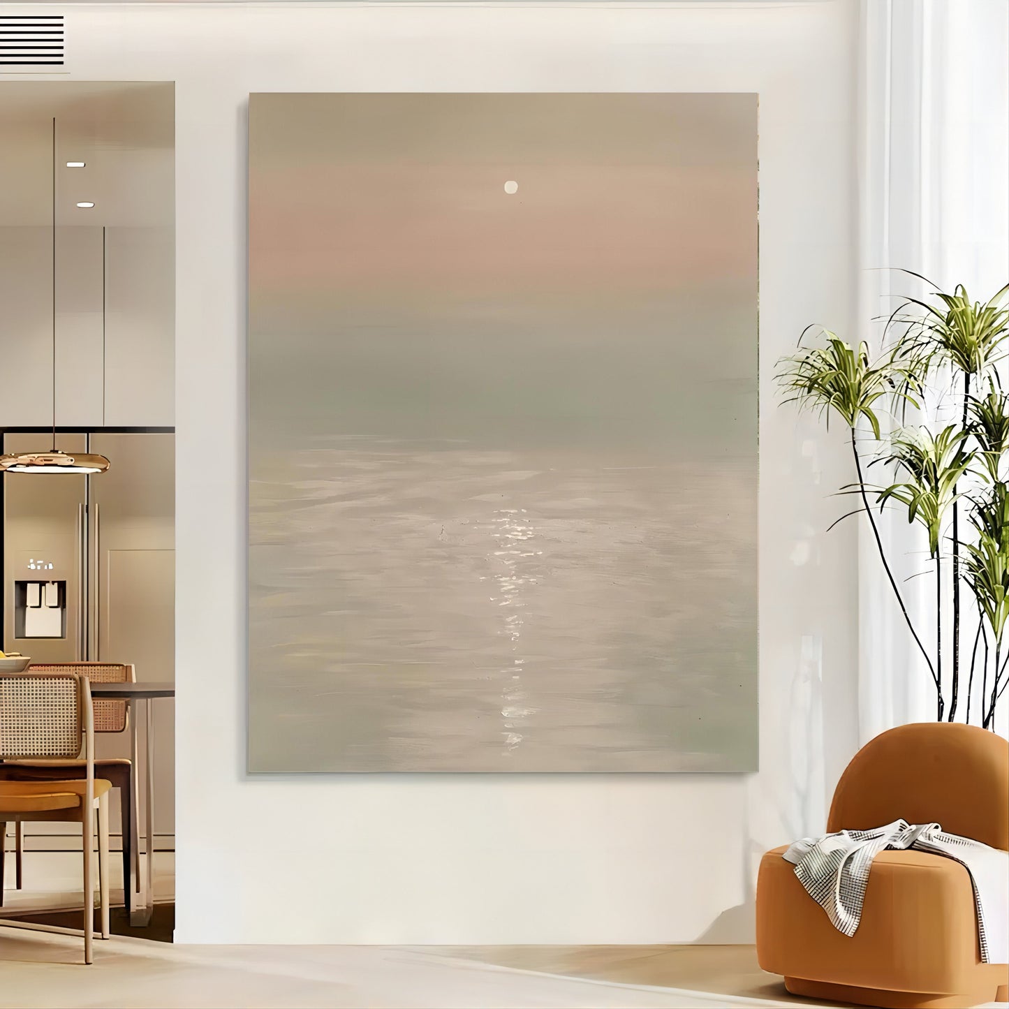 Serene Coastal Oil Painting for Tranquil Home Decor